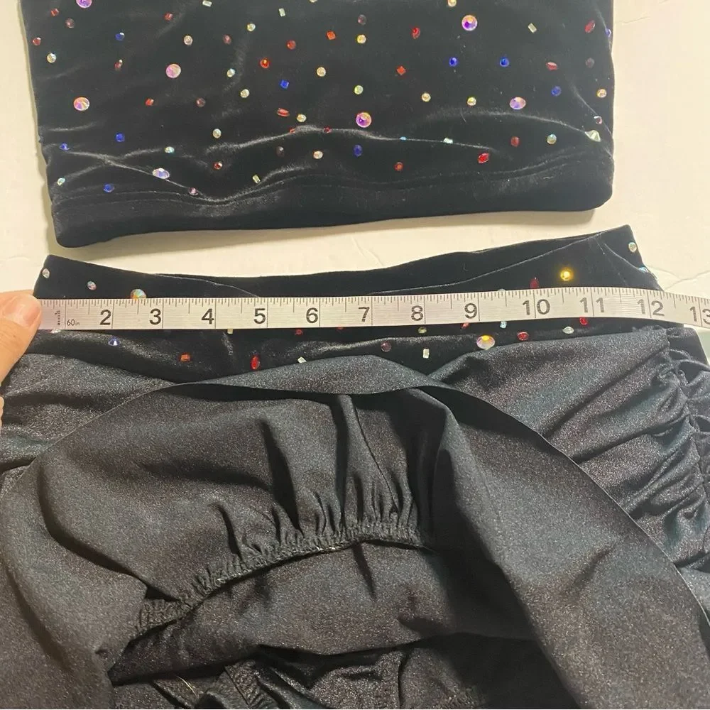 Weissman Elite dance costume 2 piece black Velvet Who Owns My Heart 17834 SA